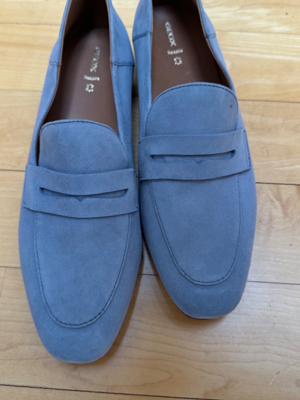 New in Box Geox Light Blue Suede Women's 'Mantinea' Loafers Sz. 41